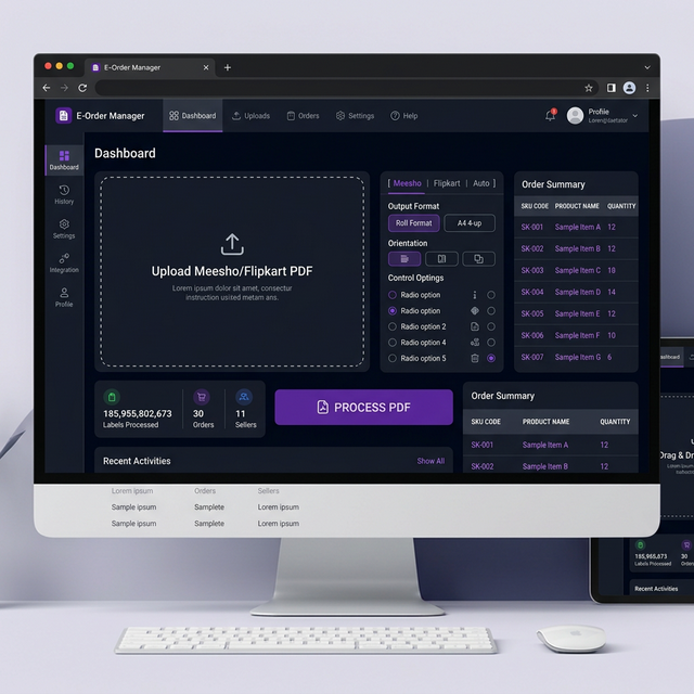 E-Order Manager Dashboard — Label Processing Interface